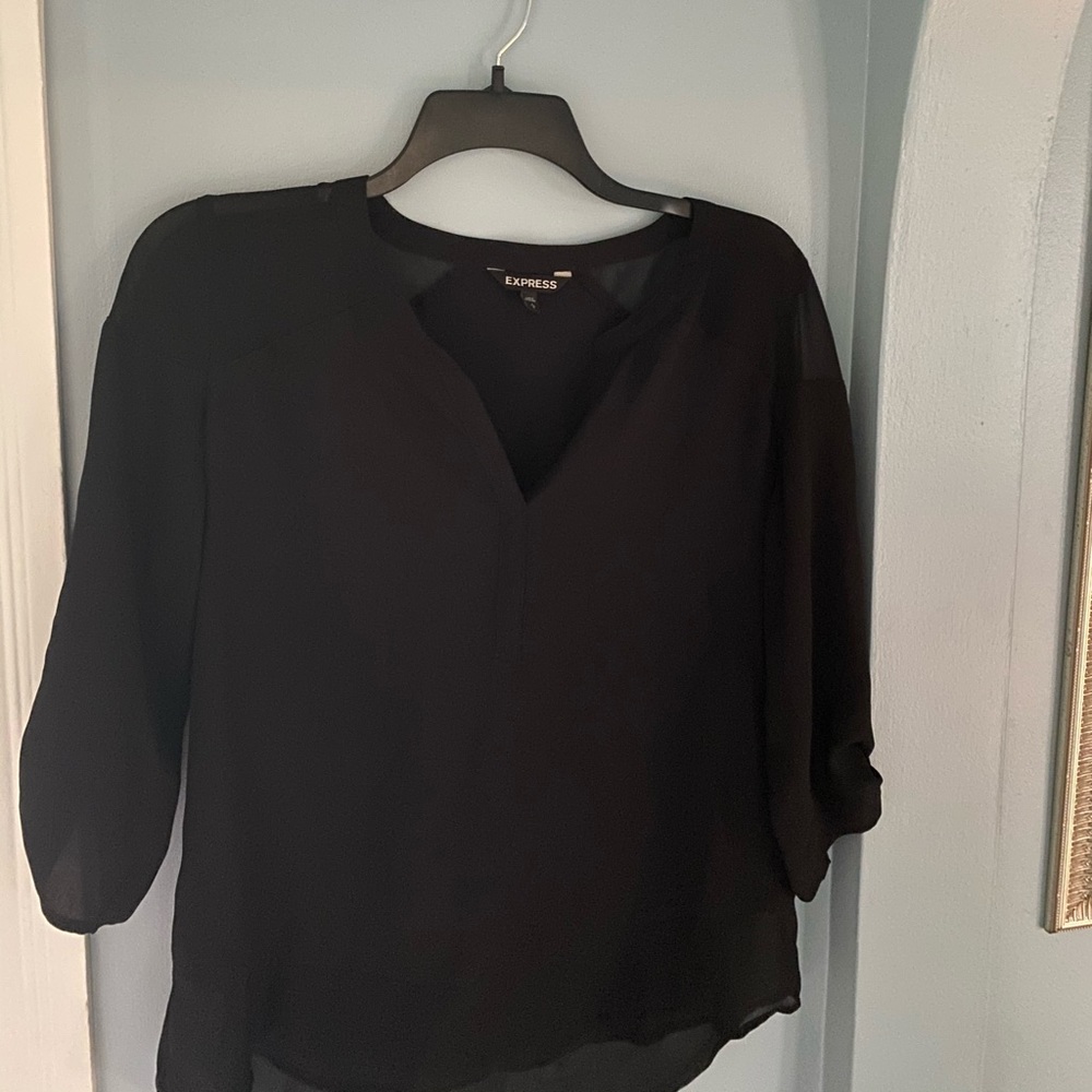 Express Black V-neck Blouse
